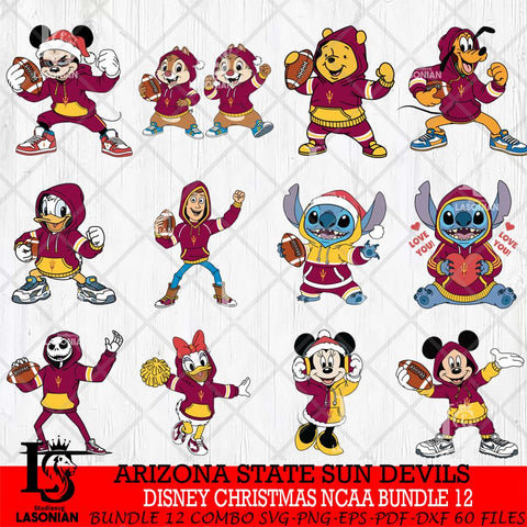 Arizona State Sun Devils  Disney christmas NCAA Bundle File Cut, Bundle NCAA SVG DXF EPS PNG FILE, Digital Download , Criucut , Silhouette