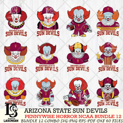Arizona State Sun Devils  Pennywise Horror NCAA Bundle 12 SVG Svg Eps Dxf Png File, Digital Download