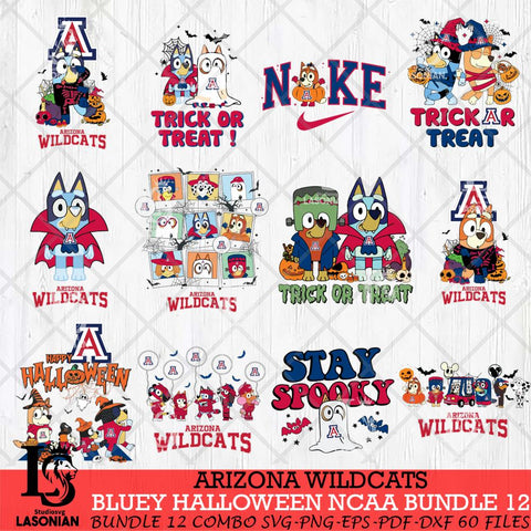 Arizona Wildcats Bluey Halloween NCAA 12 SVG Eps Dxf Png File, Bundle NCAA svg, Digital Download, Instant Download