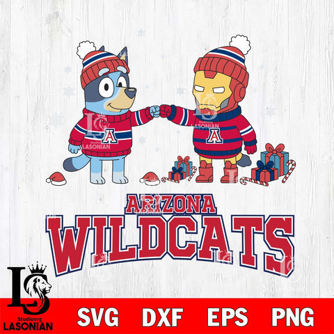 Arizona Wildcats Bluey With Iron man Christmas File Cut, NCAA SVG DXF EPS PNG FILE, Digital Download,Instant Download, Silhouette