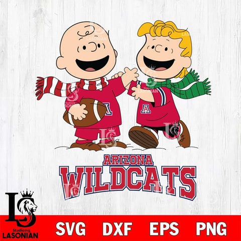 Arizona Wildcats Charlie Brown & Linus Football Cricut,Christmas SVG DXF EPS PNG FILE, NCAA Digital Download,Instant Download, Silhouette