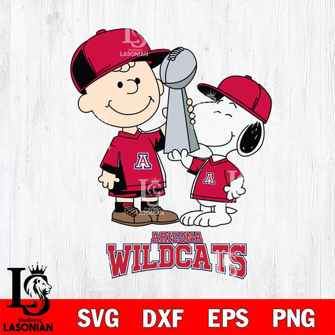 Arizona Wildcats Charlie Brown and Snoopy Champions Svg Eps Dxf Png File, NCAA svg , Digital Download , Instant Download, Cricut File