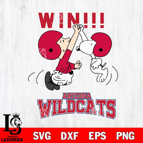 Arizona Wildcats Charlie Brown and Snoopy Win Svg Eps Dxf Png File, NCAA svg , Digital Download , Instant Download, Cricut File