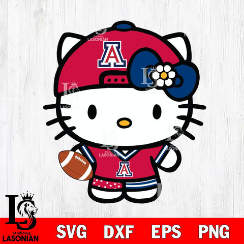Arizona Wildcats Cute Hello Kitty Football 10 Svg Eps Dxf Png File, NCAA svg, Digital Download, Instant Download