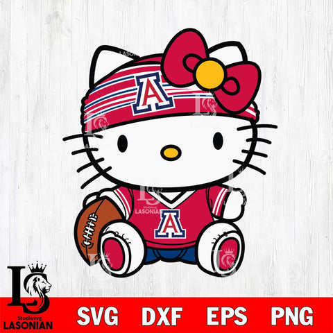 Arizona Wildcats Cute Hello Kitty Football 12 Svg Eps Dxf Png File, NCAA svg, Digital Download, Instant Download
