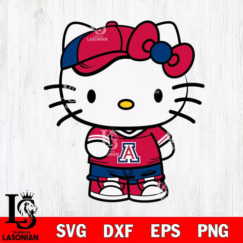 Arizona Wildcats Cute Hello Kitty Football 2 Svg Eps Dxf Png File, NCAA svg, Digital Download, Instant Download