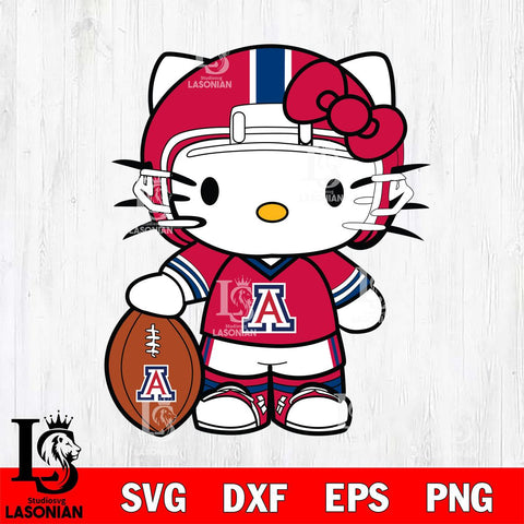 Arizona Wildcats Cute Hello Kitty Football 3 Svg Eps Dxf Png File, NCAA svg, Digital Download, Instant Download
