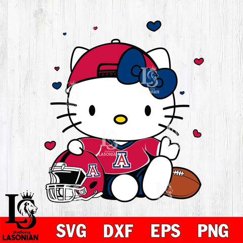 Arizona Wildcats Cute Hello Kitty Football Svg Eps Dxf Png File, NCAA svg, Digital Download, Instant Download