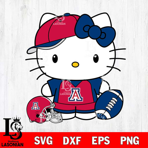 Arizona Wildcats Cute Hello Kitty Football 4 Svg Eps Dxf Png File, NCAA svg, Digital Download, Instant Download