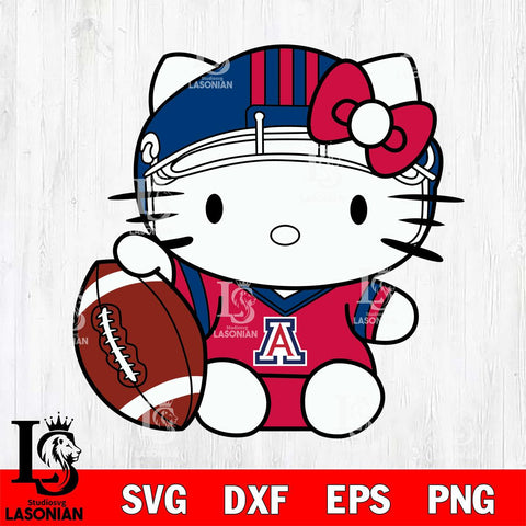 Arizona Wildcats Cute Hello Kitty Football 5 Svg Eps Dxf Png File, NCAA svg, Digital Download, Instant Download