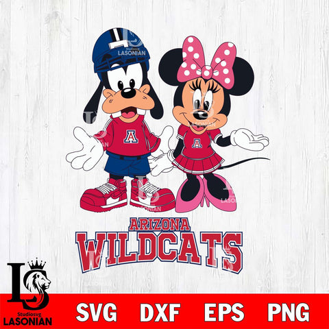 Arizona Wildcats Goofy and Minnie mouse Football SVG DXF EPS PNG FILE,NCAA svg ,Football Digital Download,Instant Download, Silhouette
