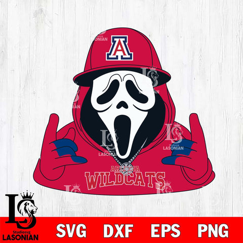 Arizona Wildcats Horror Character Ghostface Sport Svg Eps Dxf Png File, NCAA svg, Digital Download, Instant Download