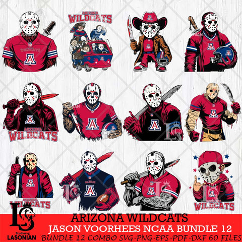 Arizona Wildcats Jason Voorhees Horror Bundle 12 SVG Eps Dxf Png File, bundle NCAA svg, Digital Download, Instant Download