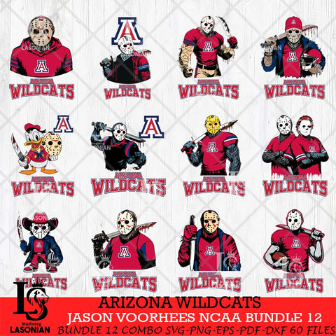 Arizona Wildcats Jason Voorhees NCAA Bundle 12 SVG Svg Eps Dxf Png File, Digital Download