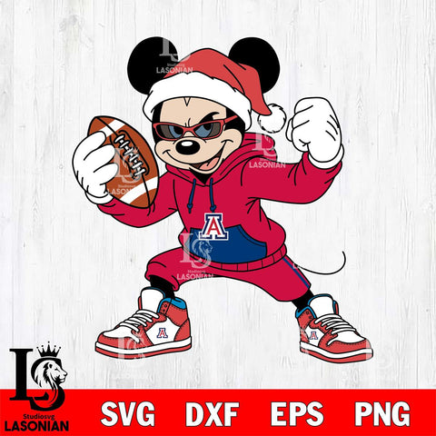 Arizona Wildcats Mickey Cool Football Christmas File Cut, NCAA SVG DXF EPS PNG FILE, Digital Download , Criucut , Silhouette