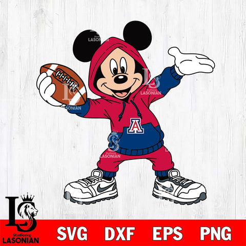 Arizona Wildcats Mickey Disney Football Christmas File Cut, NCAA SVG DXF EPS PNG FILE, Digital Download , Criucut , Silhouette