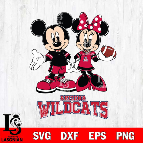 Arizona Wildcats Mickey Minnie Football Svg Eps Dxf Png File, NCAA svg , Digital Download , Instant Download, Cricut File