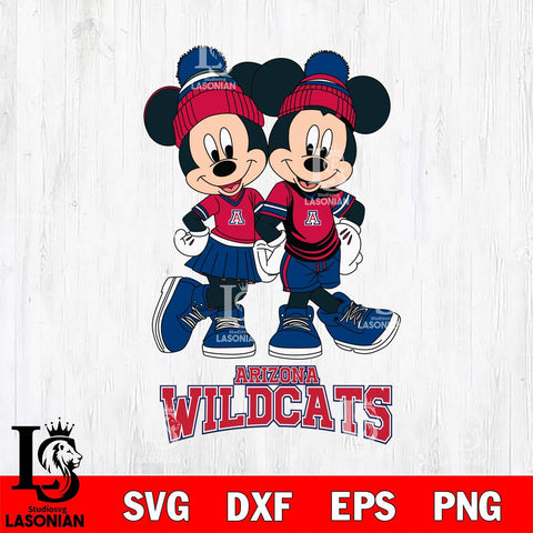 Arizona Wildcats Mickey Minnie Valentine Football Svg Eps Dxf Png File, NCAA svg , Digital Download , Instant Download, Cricut File
