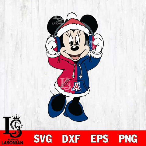 Arizona Wildcats Minnie Mouse Disney Football Christmas File Cut, NCAA SVG DXF EPS PNG FILE, Digital Download , Criucut , Silhouette