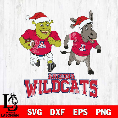 Arizona Wildcats Shrek and Donkey Football Cricut,Christmas SVG DXF EPS PNG FILE, NCAA Digital Download,Instant Download, Silhouette