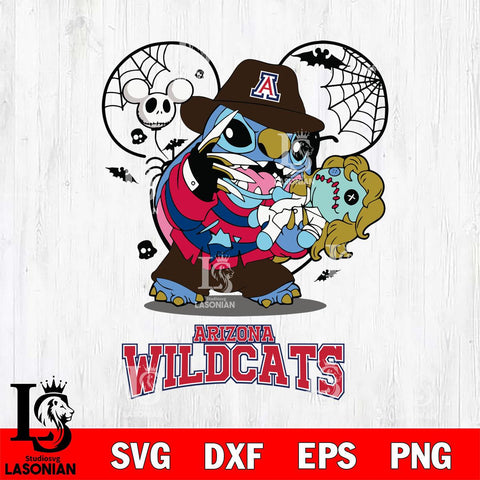 Arizona Wildcats Stitch Freddy Krueger Halloween Svg Eps Dxf Png File, Digital Download, Instant Download