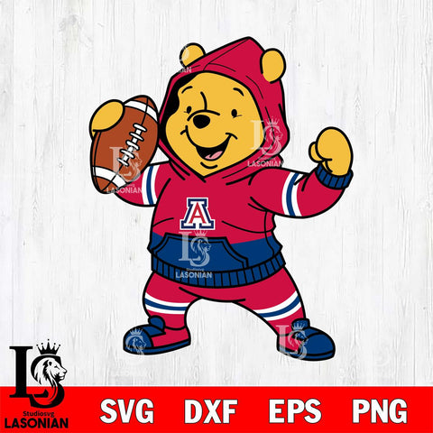 Arizona Wildcats Winnie The Pooh Disney Football Christmas File Cut, NCAA SVG DXF EPS PNG FILE, Digital Download , Criucut , Silhouette