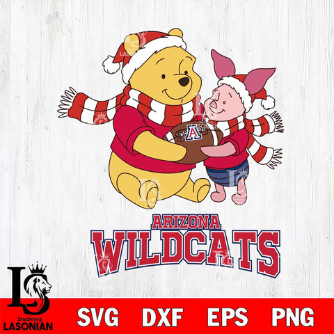 Arizona Wildcats Winnie the Pooh & Piglet Football Cricut,Christmas SVG DXF EPS PNG FILE, NCAA Digital Download,Instant Download, Silhouette