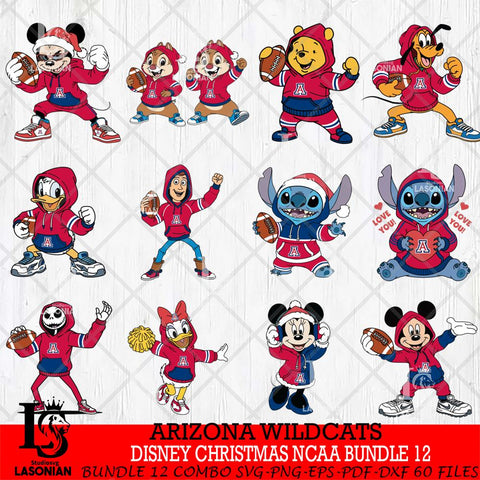 Arizona Wildcats  Disney christmas NCAA Bundle File Cut, Bundle NCAA SVG DXF EPS PNG FILE, Digital Download , Criucut , Silhouette