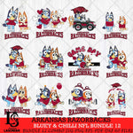 Arkansas Razorbacks Bluey & Bingo Bundle 12 SVG Svg Eps Dxf Png File, Bundle NCAA svg, Digital Download, Instant Download