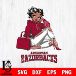 Arkansas Razorbacks Awesome Black Fan Girl Betty Boop, Svg Eps Dxf Png File, Digital Download