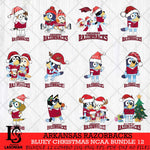 Arkansas Razorbacks Bluey Christmas NCAA Bundle 12 Cricut File Cut Files , Bluey Cricut , Christmas Svg , Bluey svg , Digital Download, dxf eps png pdf file