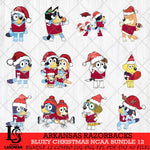 Arkansas Razorbacks Bluey Christmas NCAA Bundle 12 SVG Eps Dxf Png File, Digital Download, Instant Download