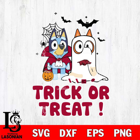 Arkansas Razorbacks Bluey Trick or Treat Halloween Svg Eps Dxf Png File, Digital Download, Instant Download