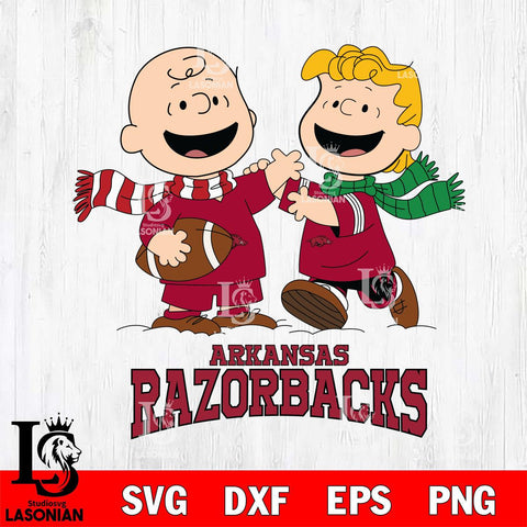 Arkansas Razorbacks Charlie Brown & Linus Football Cricut,Christmas SVG DXF EPS PNG FILE, NCAA Digital Download,Instant Download, Silhouette