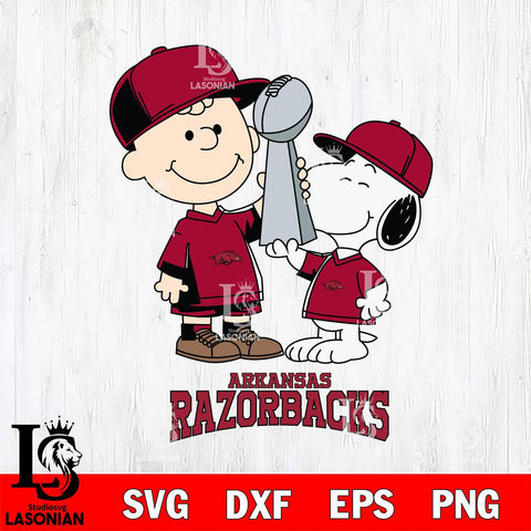 Arkansas Razorbacks Charlie Brown and Snoopy Champions Svg Eps Dxf Png File, NCAA svg , Digital Download , Instant Download, Cricut File