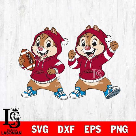 Arkansas Razorbacks Chip và Dale Football File Cut, NCAA SVG DXF EPS PNG FILE, Digital Download , Criucut , Silhouette