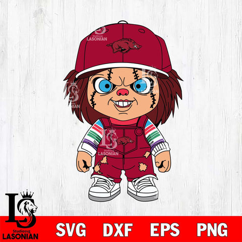 Arkansas Razorbacks Chucky Football Horror Halloween Svg Eps Dxf Png File, NCAA svg, Digital Download, Instant Download