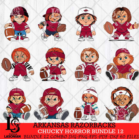 Arkansas Razorbacks Chucky Horror Bundle 12 SVG Eps Dxf Png File, Bundle NCAA svg, Digital Download, Instant Download