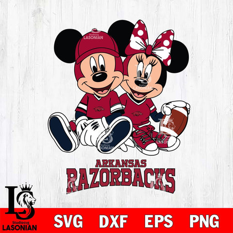 Arkansas Razorbacks Disney Mickey And Minnie Football Svg Eps Dxf Png File, NCAA svg , Digital Download , Instant Download, Cricut File