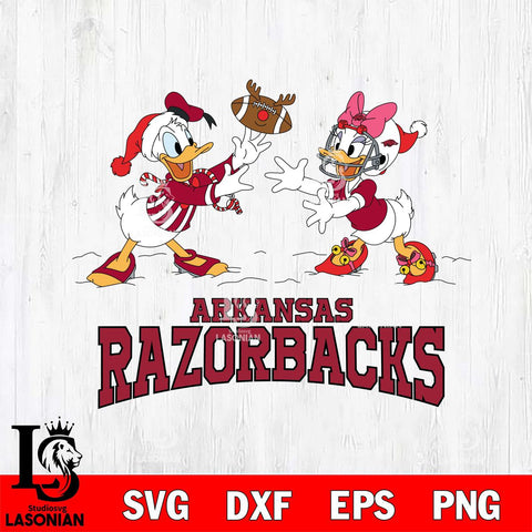 Arkansas Razorbacks Donald Duck & Daisy Duck Football Cricut,Christmas SVG DXF EPS PNG FILE, NCAA Digital Download,Instant Download, Silhouette