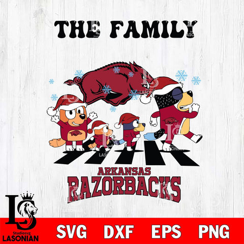 Arkansas Razorbacks Family Bluey Christmas Svg Eps Dxf Png File, Digital Download