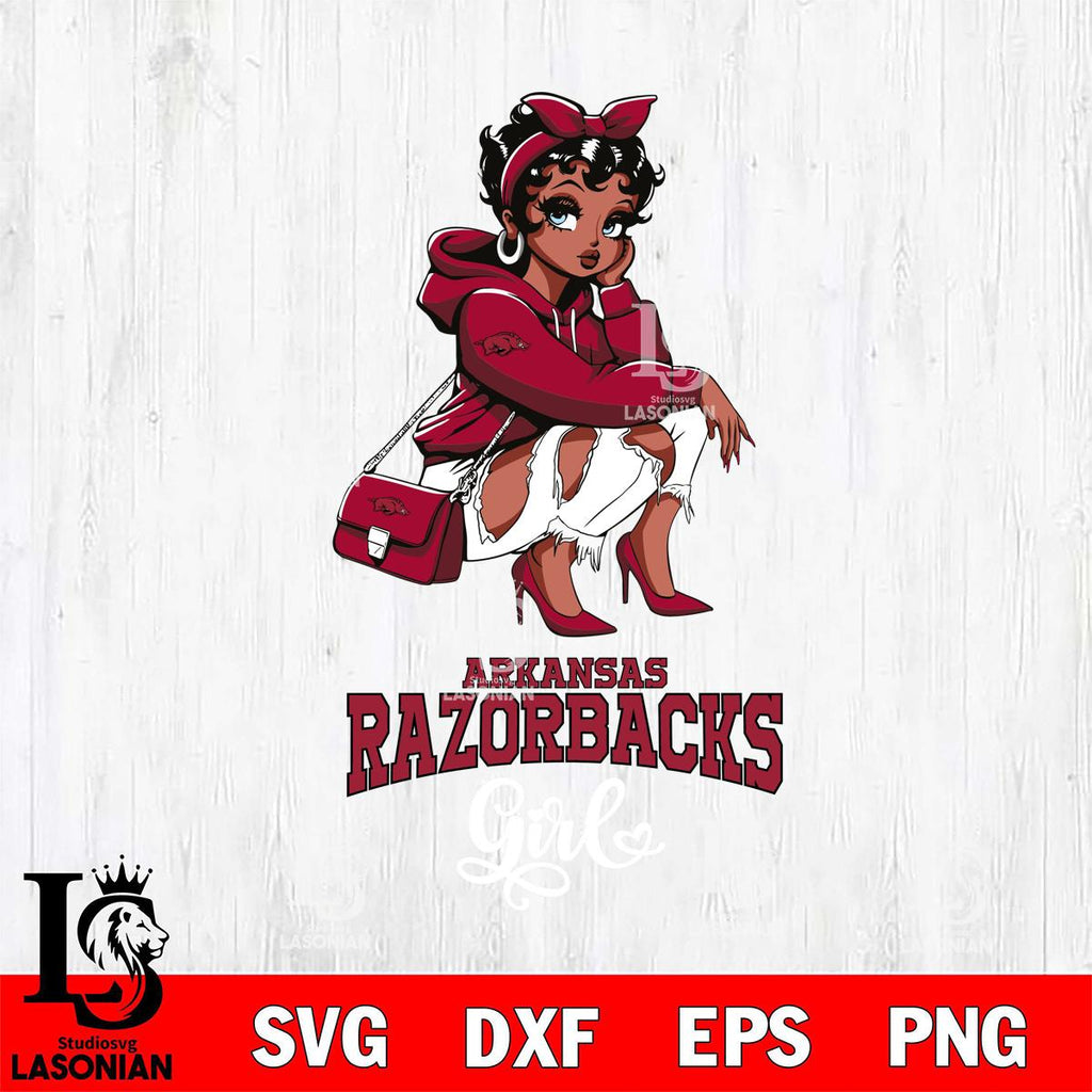 Arkansas Razorbacks Fashion Black Fan Girl Betty Boop – lasoniansvg