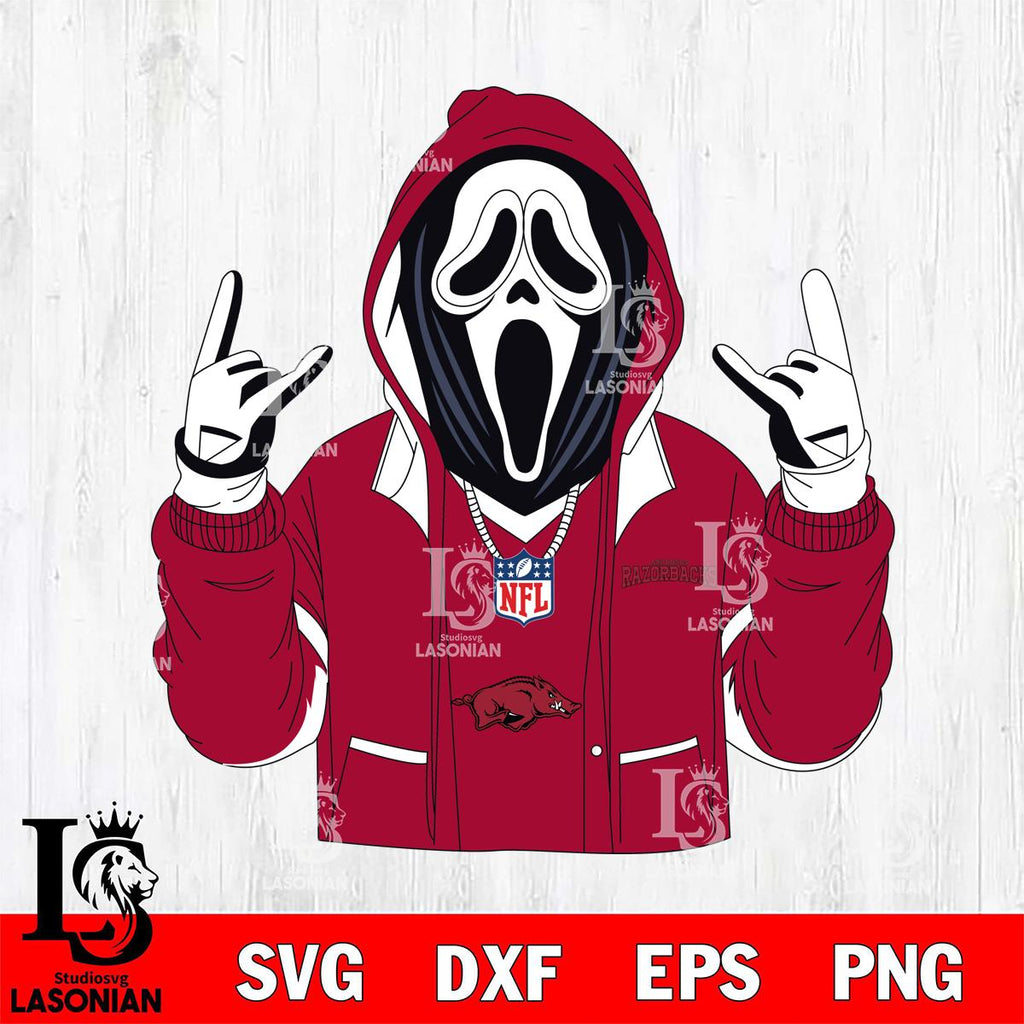 Halloween Razorbacks Arkansas Razorbacks Ghostface Scream Football Halloween – lasoniansvg