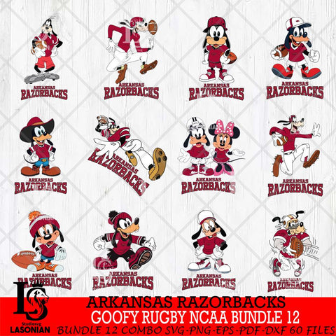 Arkansas Razorbacks Goofy Rugby Disney NCAA Bundle 12 SVG DXF EPS PNG FILE,NCAA bundle svg ,Football Digital Download,Instant Download, Silhouette