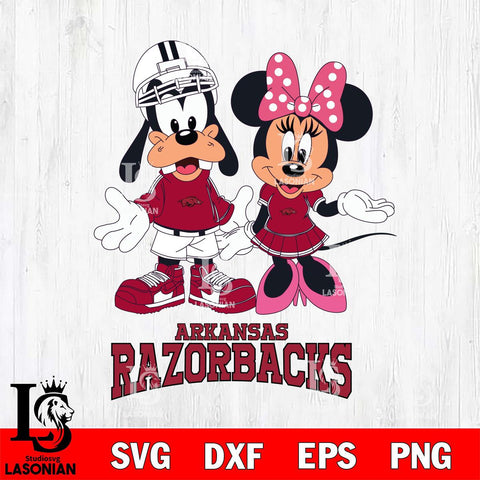 Arkansas Razorbacks Goofy and Minnie mouse Football SVG DXF EPS PNG FILE,NCAA svg ,Football Digital Download,Instant Download, Silhouette