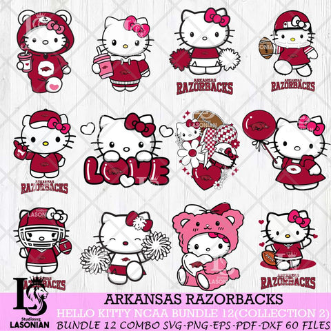 Arkansas Razorbacks Hello Kitty Bundle 12 SVG Svg Eps Dxf Png File, Digital Download, Instant Download