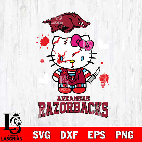 Arkansas Razorbacks Hello Kitty Horror 2 Svg Eps Dxf Png File, Digital Download
