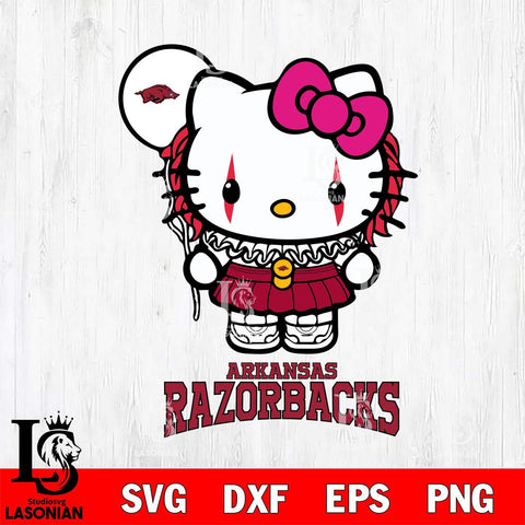 Arkansas Razorbacks Hello Kitty Horror 7 Svg Eps Dxf Png File, Digital Download