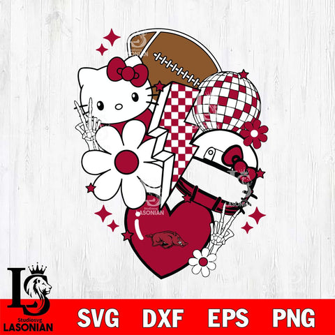 Arkansas Razorbacks Hello Kitty NCAA 2 Svg Eps Dxf Png File, Digital Download, Instant Download