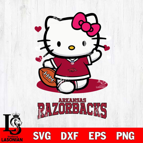 Arkansas Razorbacks Hello Kitty NCAA 3 Svg Eps Dxf Png File, Digital Download, Instant Download